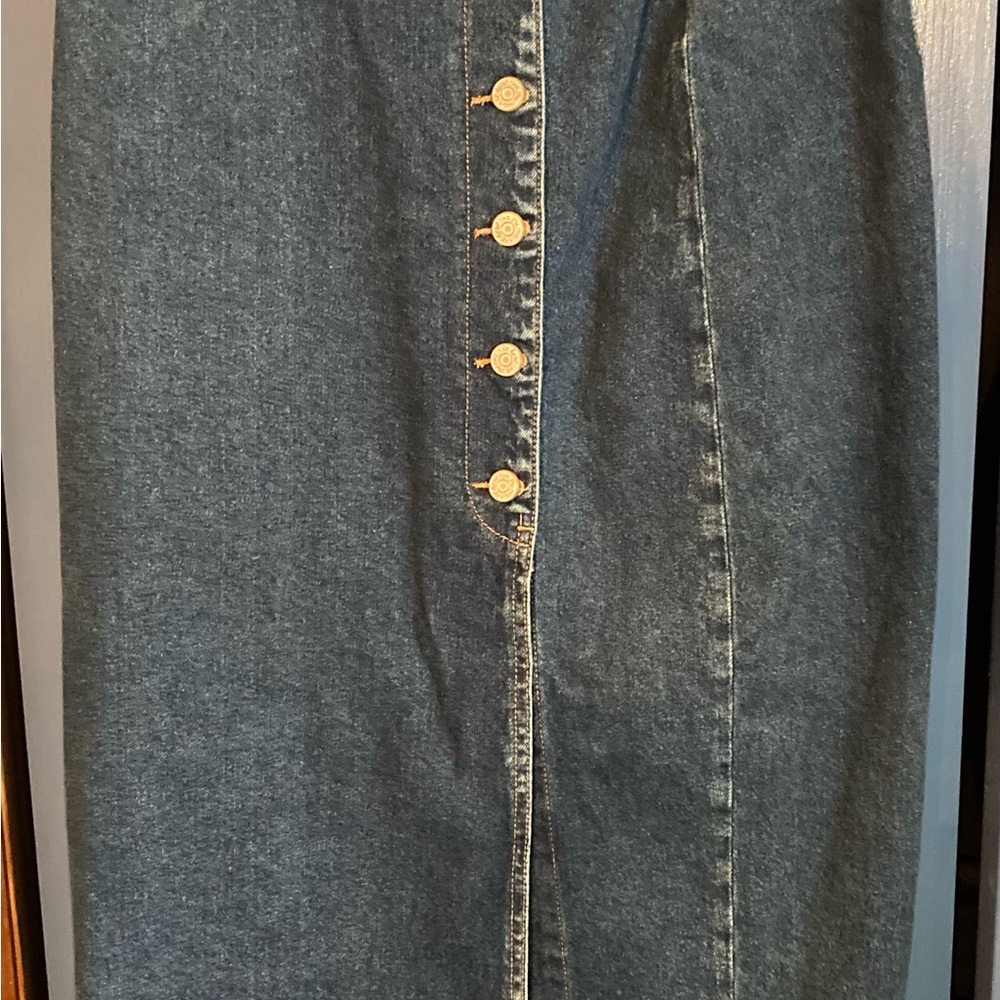 Denim Skirt with Button Detail